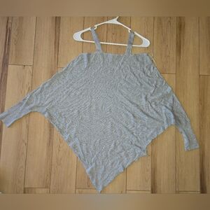 Tan Asymmetrical Knit Poncho Top Size Small